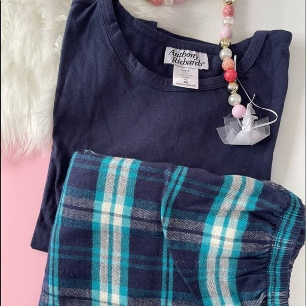 NWOT Women’s Anthony Richards Long Sleeve Pajamas Sz M Navy